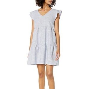 GOODTHREADS Blue Striped Seersucker Flowy Women's Dress XS